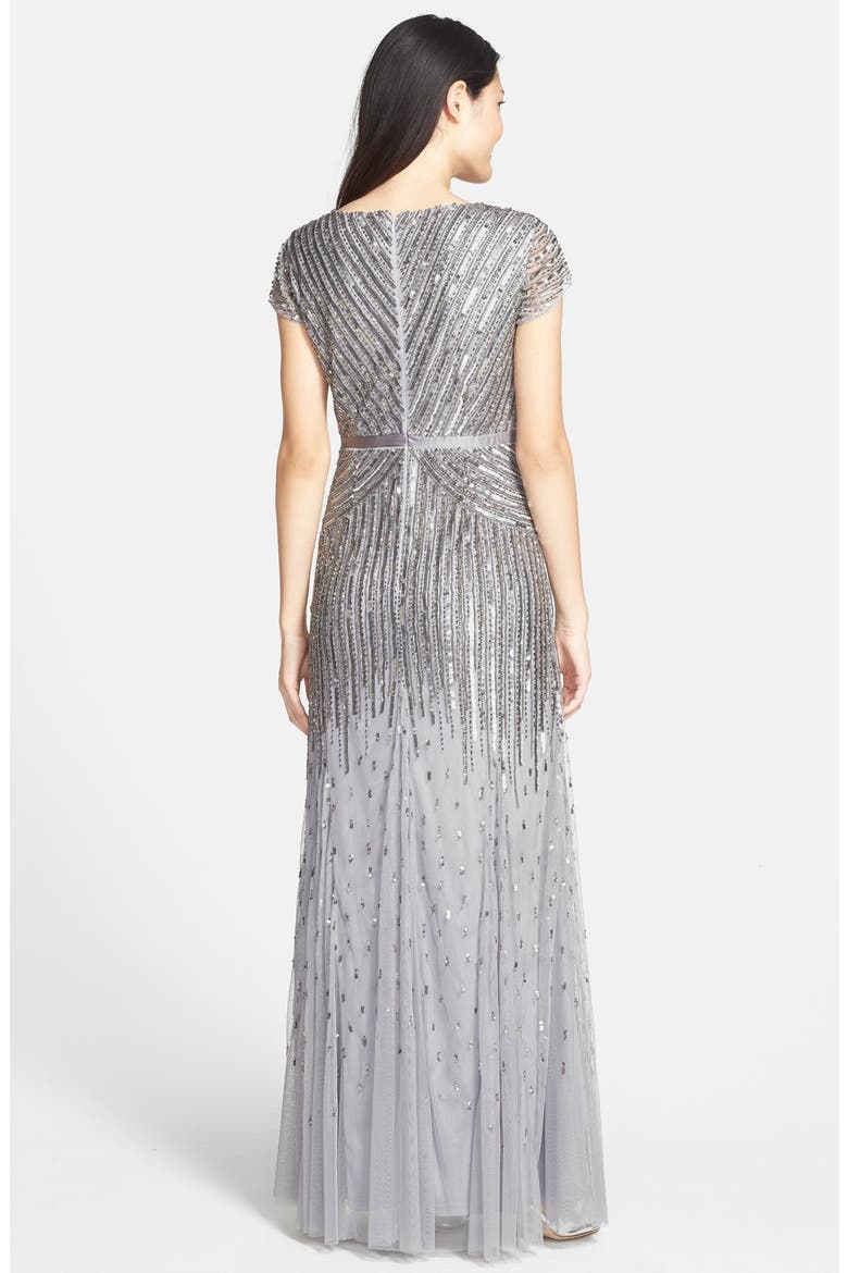 Embellished Mesh Gown, Alternate, color, SILVER GRAY