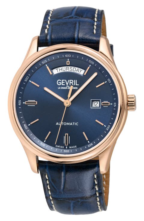 Excelsior Croc Embossed Leather Strap Watch, 42mm