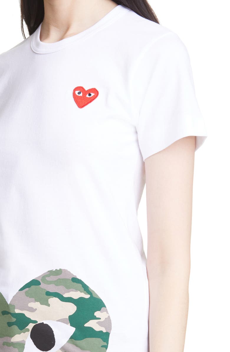 Comme des Garçons PLAY Camouflage Heart Graphic Tee, Alternate, color,
