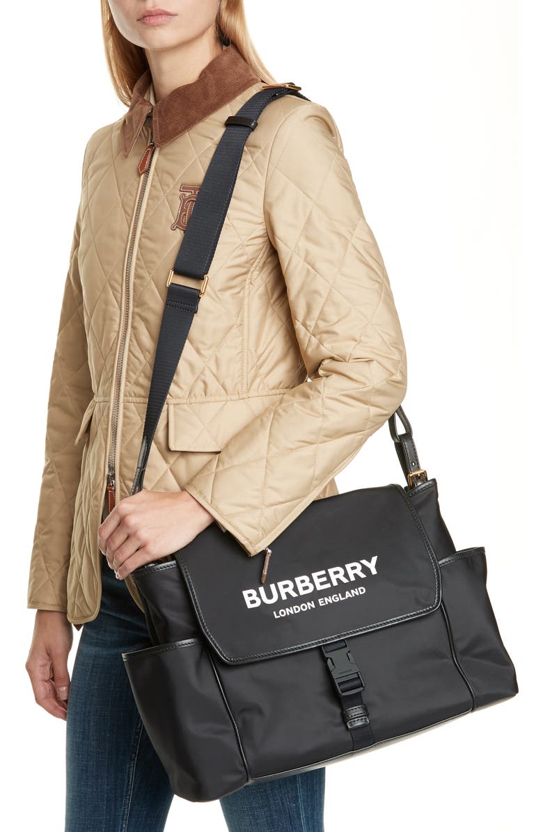 Burberry Flap Nylon Diaper Bag, Alternate, color,