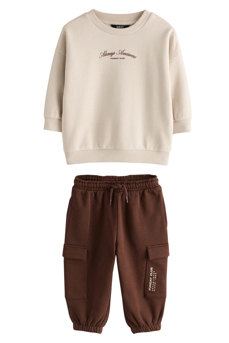 Kids' Funday Club Sweatshirt & Cargo Joggers Set, Main, color, NEUTRAL