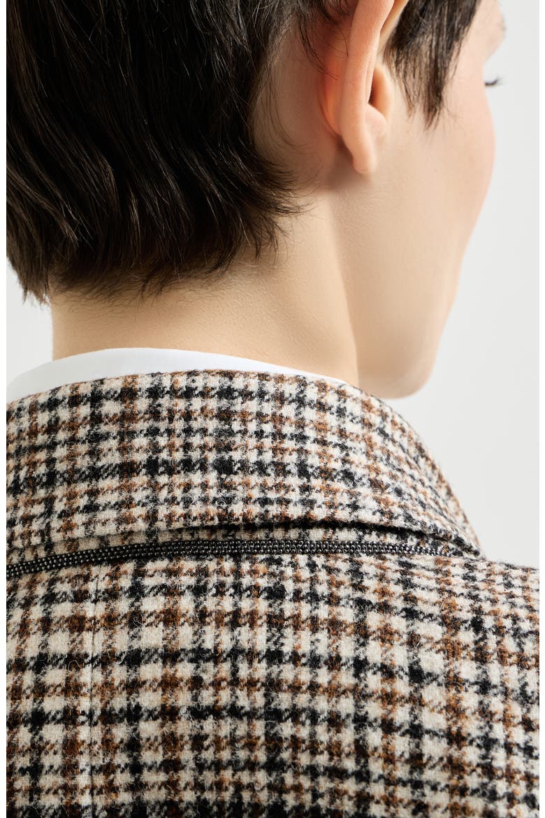 Alpaca and wool Prince of Wales blazer with monili, Alternate, color, Brown