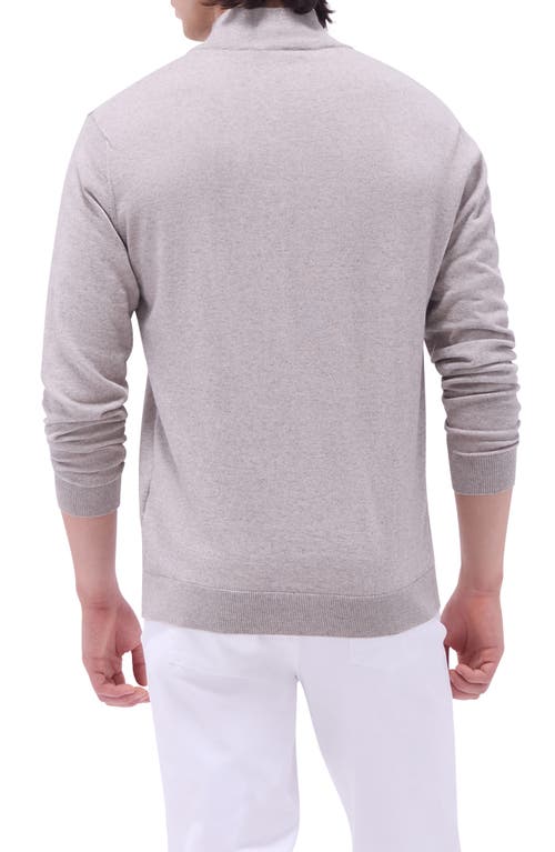 Bugatchi Quarter Zip Cotton & Cashmere Pullover In Stone