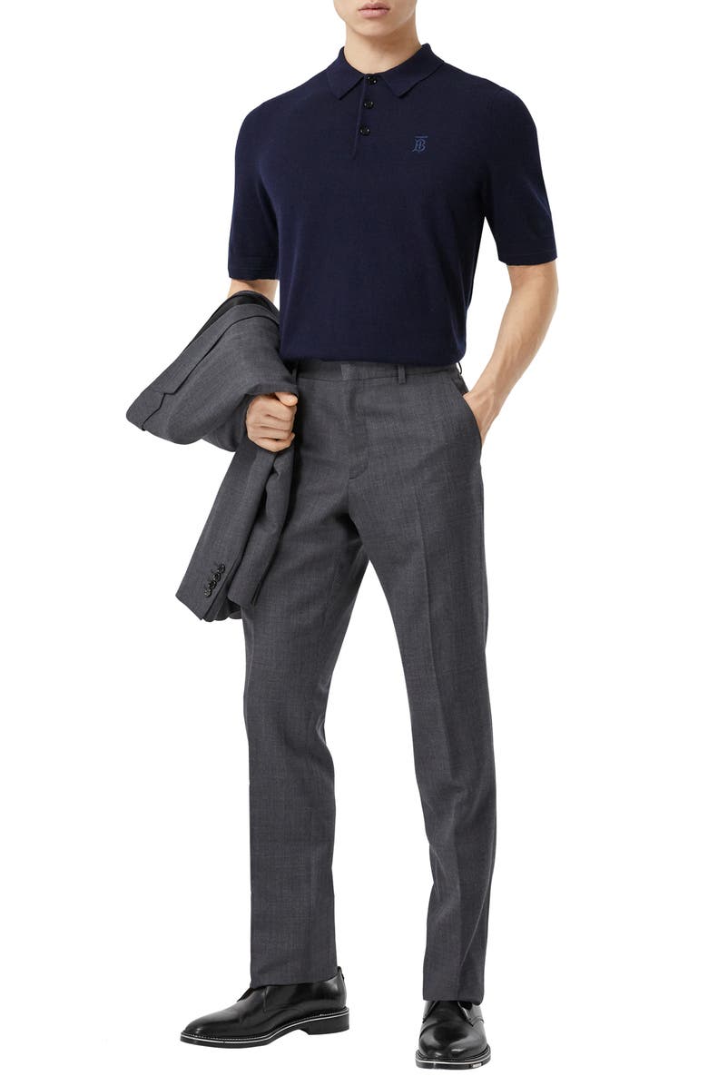 Burberry Burnham TB Monogram Short Sleeve Cashmere Polo, Alternate, color, 