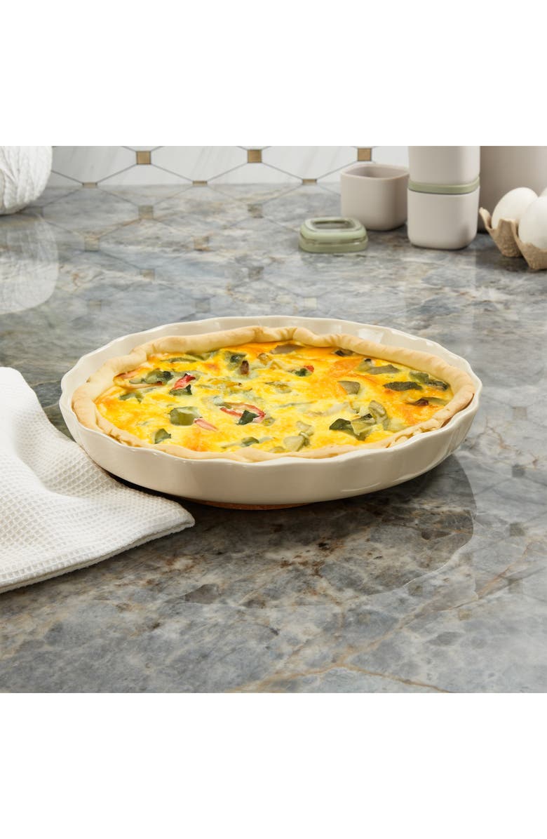 BergHOFF Leo Balance Rippled 11-Inch Ceramic Pie Dish, Alternate, color, Moonbeam