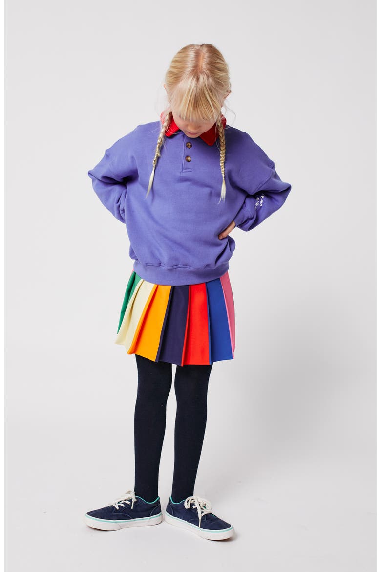 Kid" Pleated Colorblock Skirt, Alternate, color, BLUE MULTI COLOR