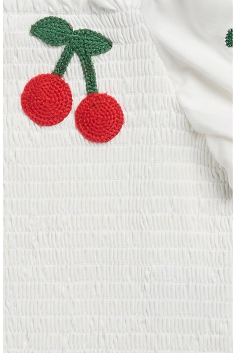 Kids' Smocked Cherry Top, Alternate, color, WHITE
