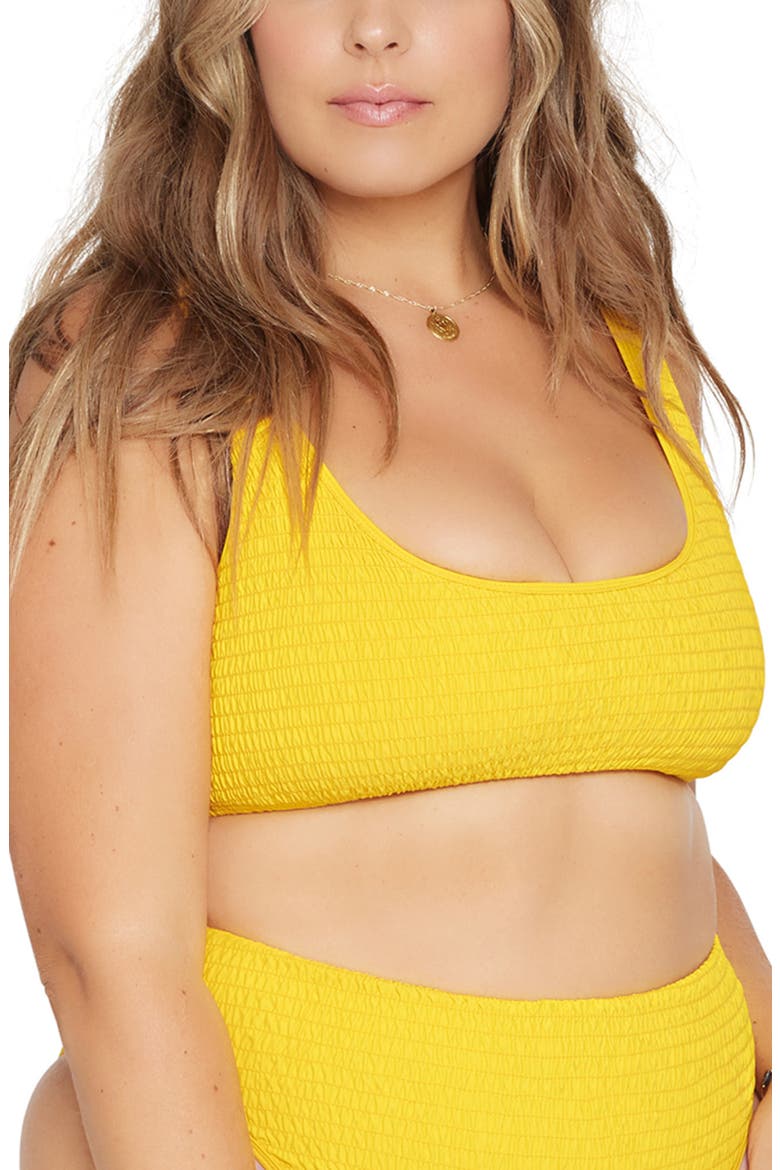 L Space Izzie Smocked Bikini Top, Alternate, color, MARIGOLD