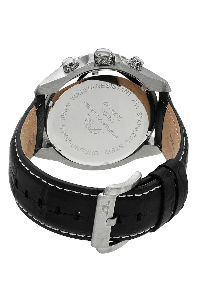 PORSAMO BLEU Men's Martin Croc Embossed Leather Strap Watch, 46mm, Alternate, color,