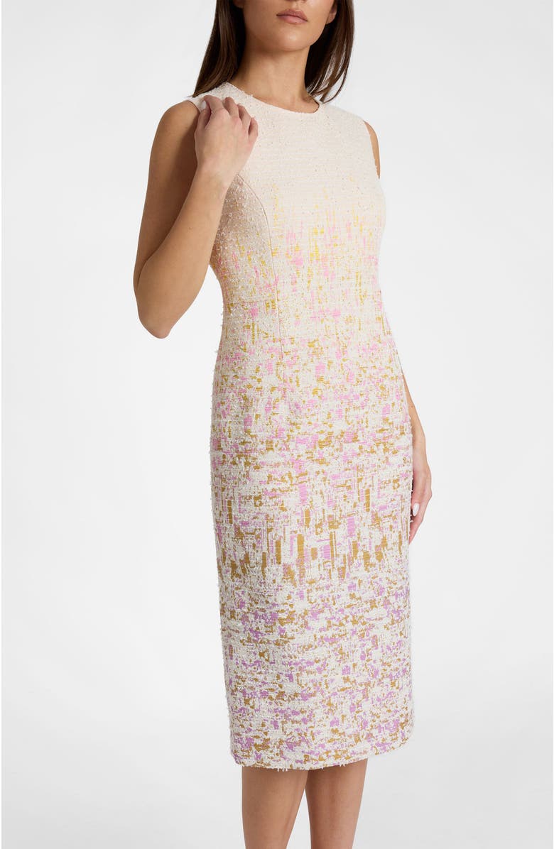Santorelli Britta Midi Sheath Dress in Ombré Jacquard, Alternate, color, Pearl