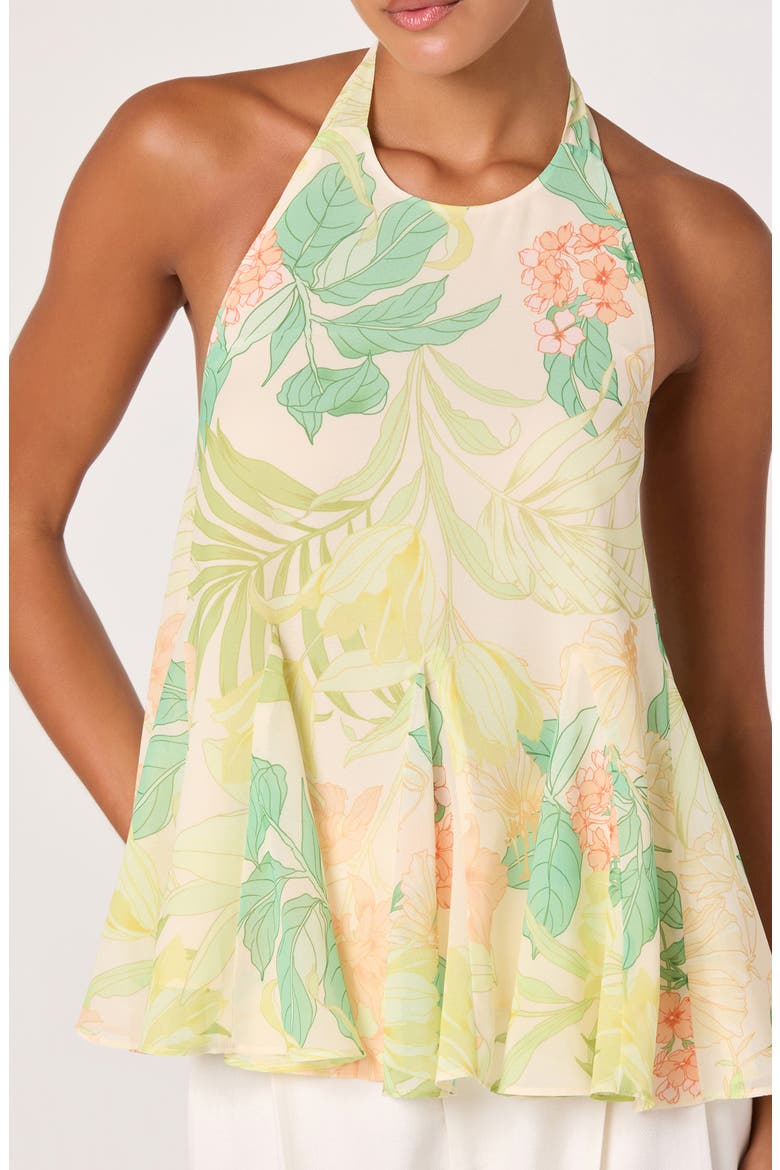 Belen Floral Print Halter Top, Alternate, color, GREEN PEACH TROPICAL