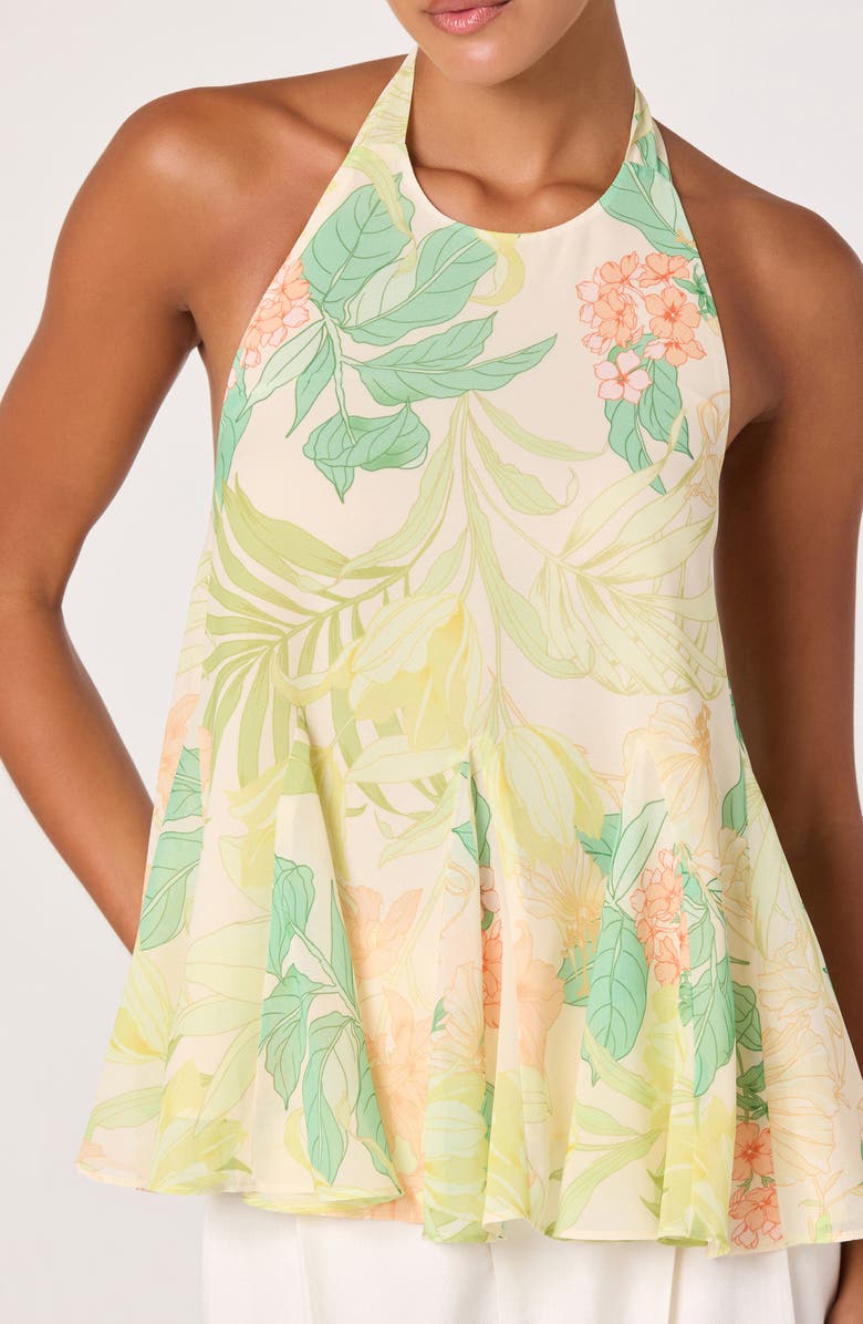 ASTR the Label Belen Floral Print Halter Top, Alternate, color, Green Peach Tropical