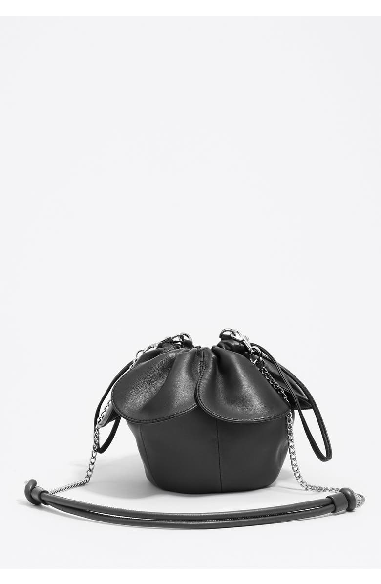 Bimba y Lola Leather Petalo Bag, Alternate, color, Black