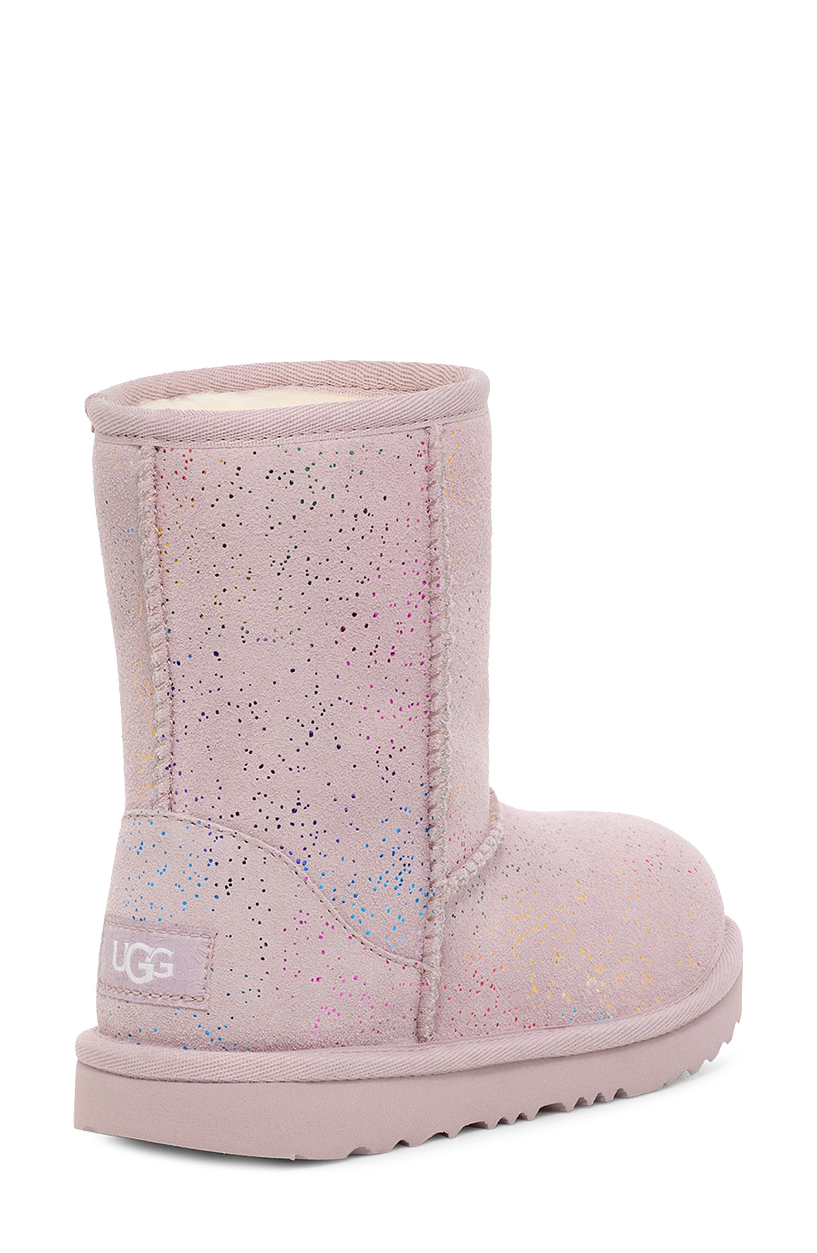 UGG<sup>®</sup> Kids' Classic II Shimmer Sky Boot, Alternate, color, Pale Smoke / Rainbow Metallic