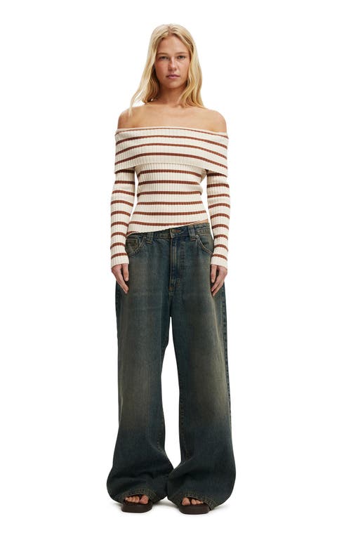 Cotton On Asym Rib Off Shoulder Knit In Neutral