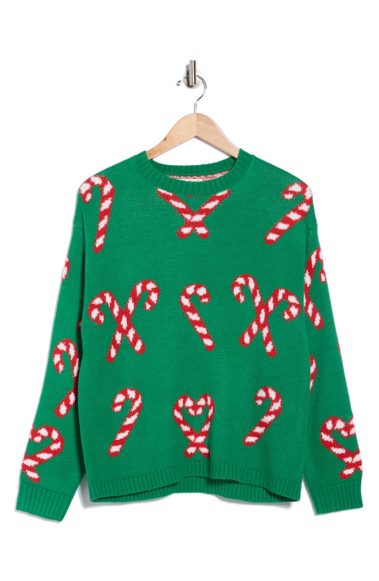Vigoss Candy Cane Sweater, Alternate, color, Green Multi