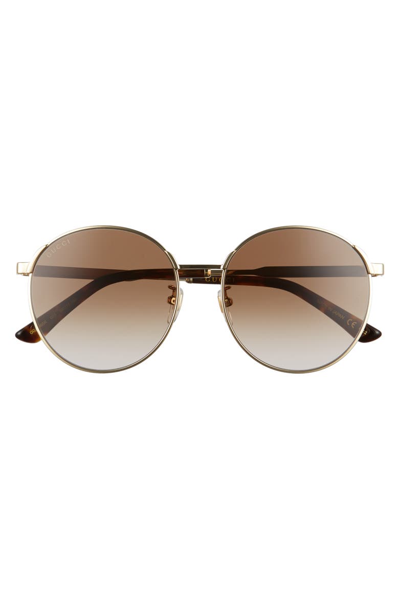 58mm Gradient Round Sunglasses, Alternate, color, GOLD/ BROWN