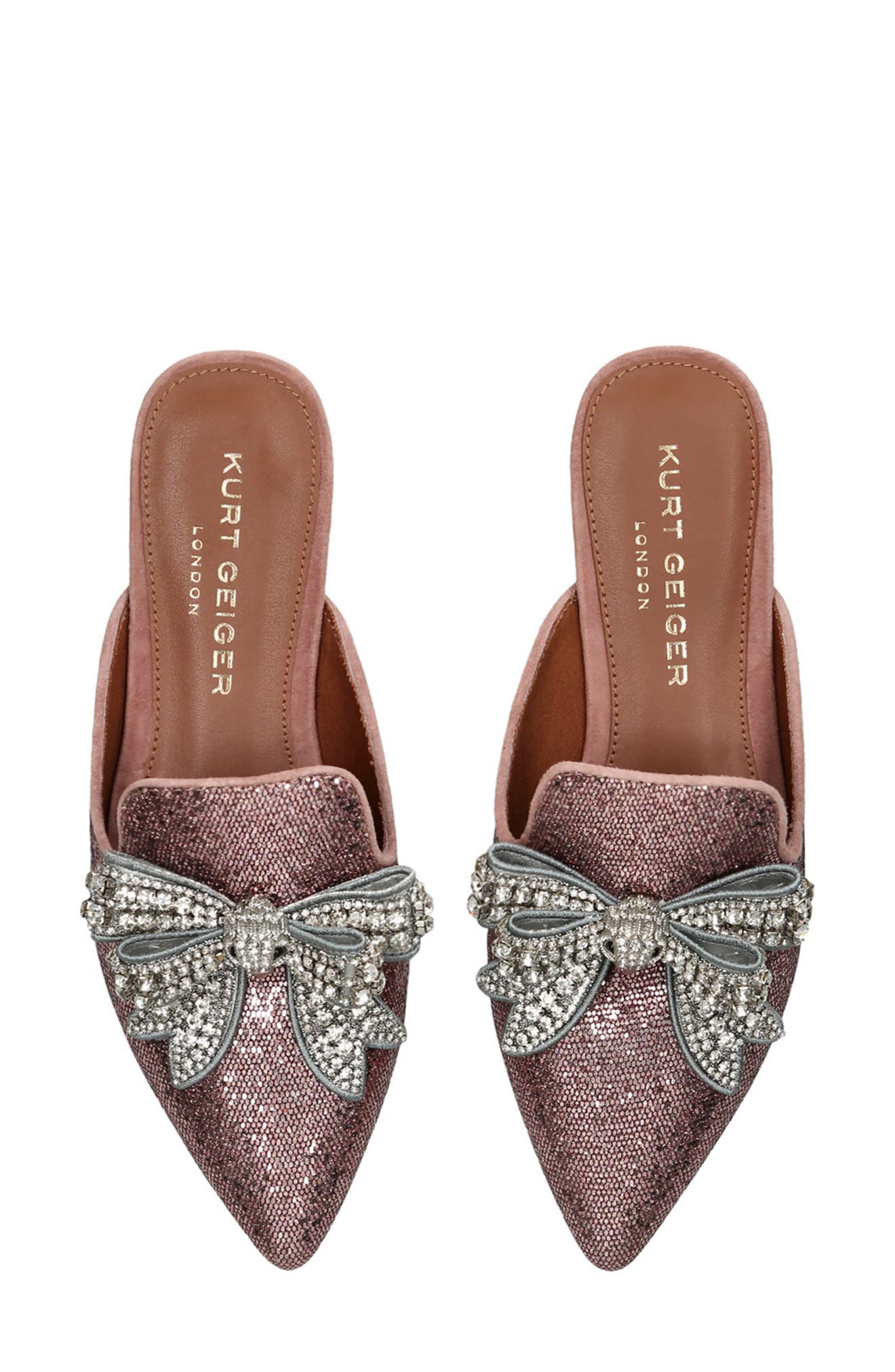 Olive Bow Pointed Toe Mule, Alternate, color, LIGHT/ PASTEL PINK