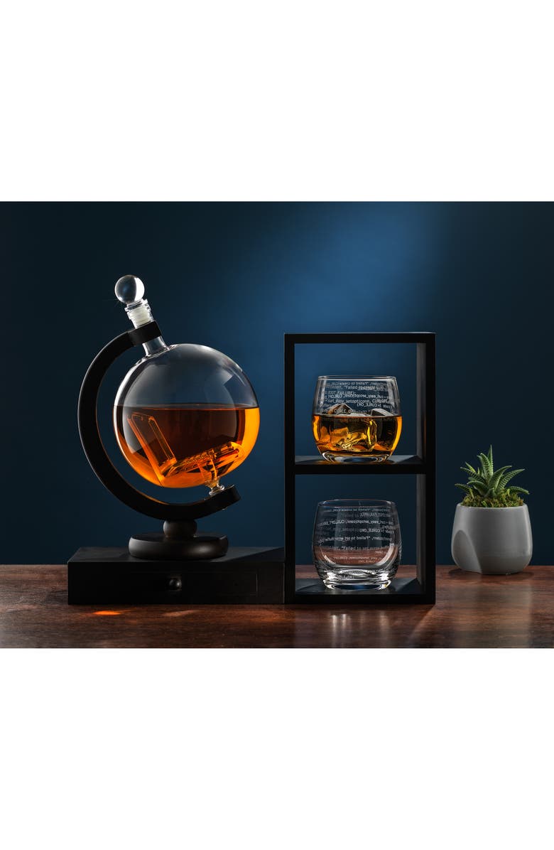 JoyJolt Executive Computer Glass Decanter, Etched Glass & Display Set, Alternate, color,