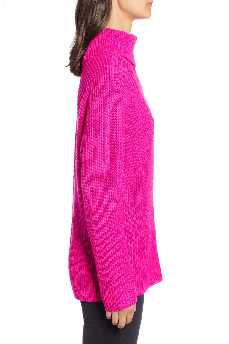Stitch Interest Turtleneck Sweater, Alternate, color, PINK CYCLAMEN