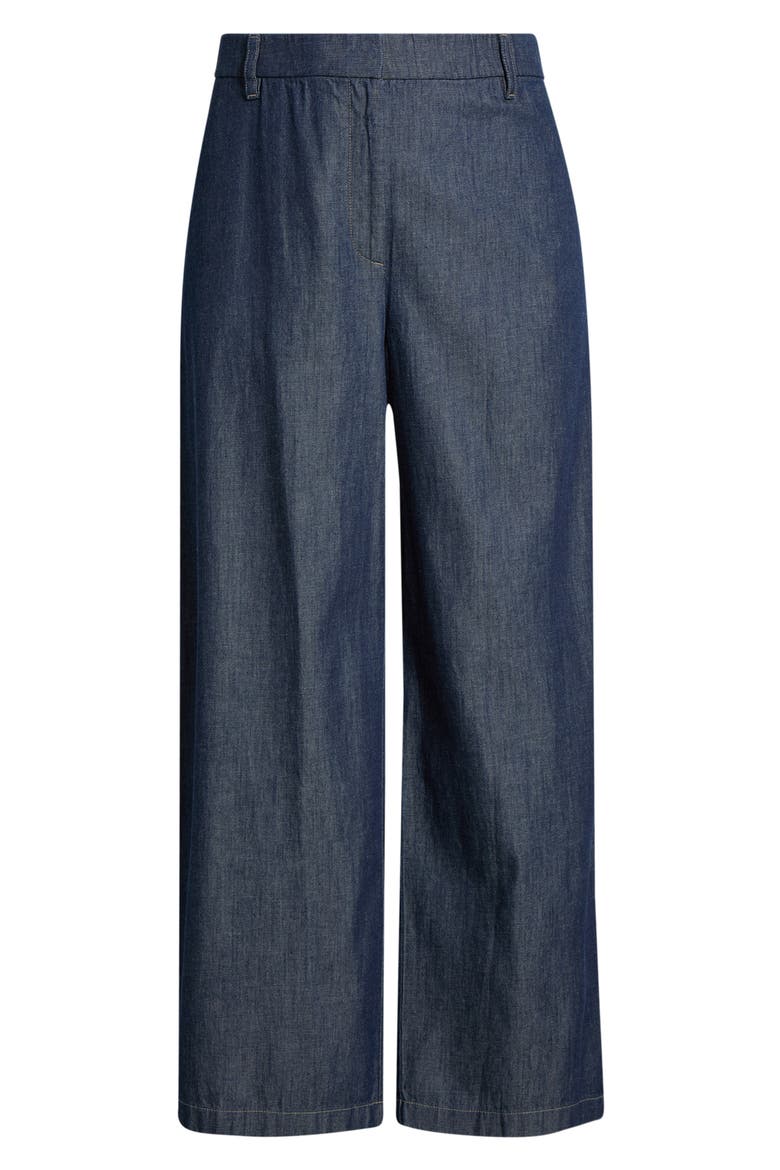 High Waist Organic Cotton Wide Leg Pants, Alternate, color, DARK INDIGO