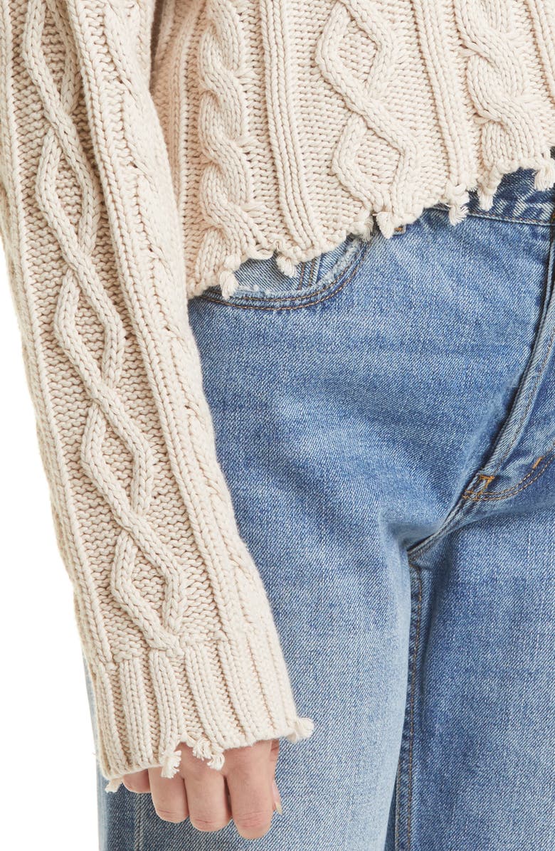 Pistola Eva Cable Knit Frayed Edge Cotton Sweater, Alternate, color,