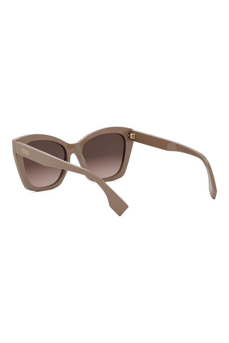 'Fendi Lettering 55mm Gradient Square Sunglasses, Alternate, color, SHINY LIGHT BROWN / GRADIENT B