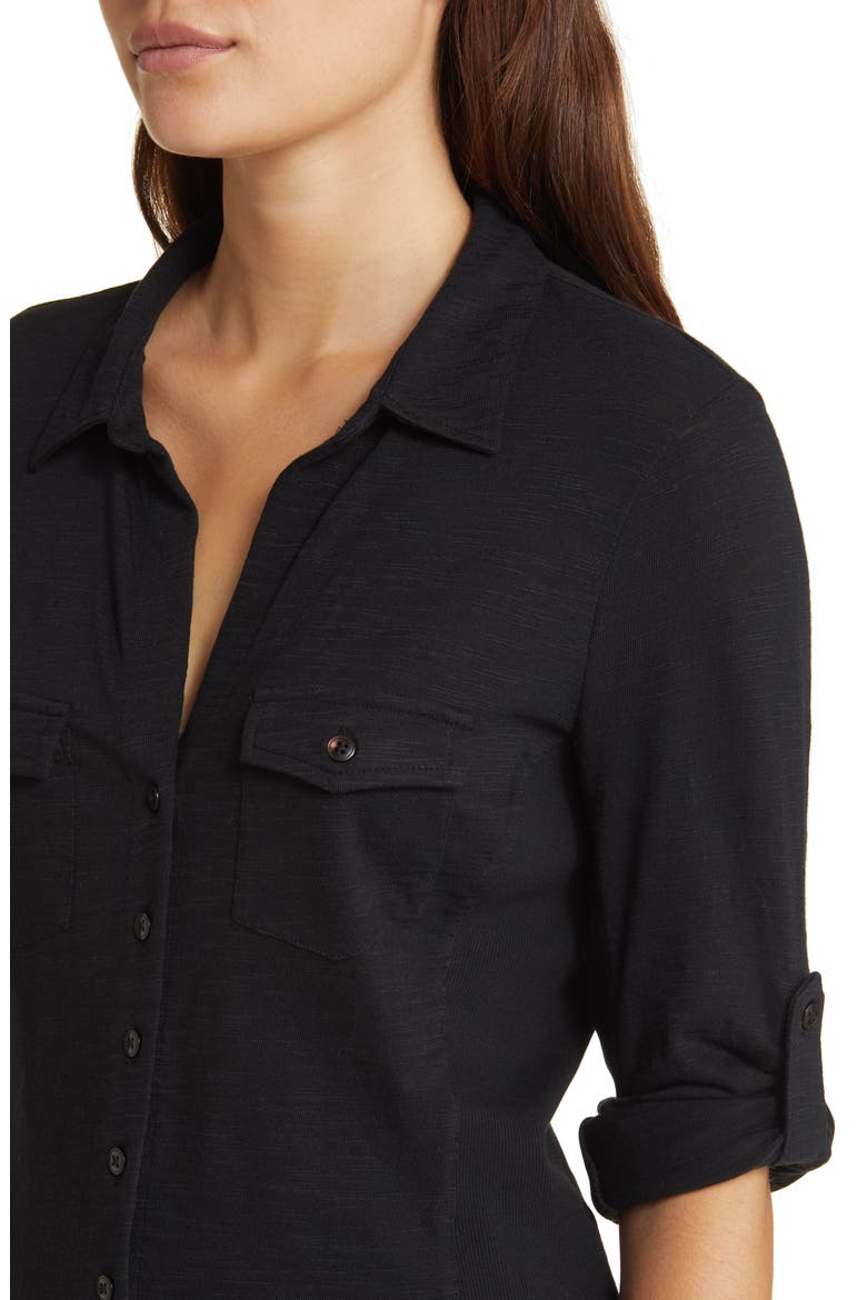 Roll Tab Knit Shirt, Alternate, color, BLACK