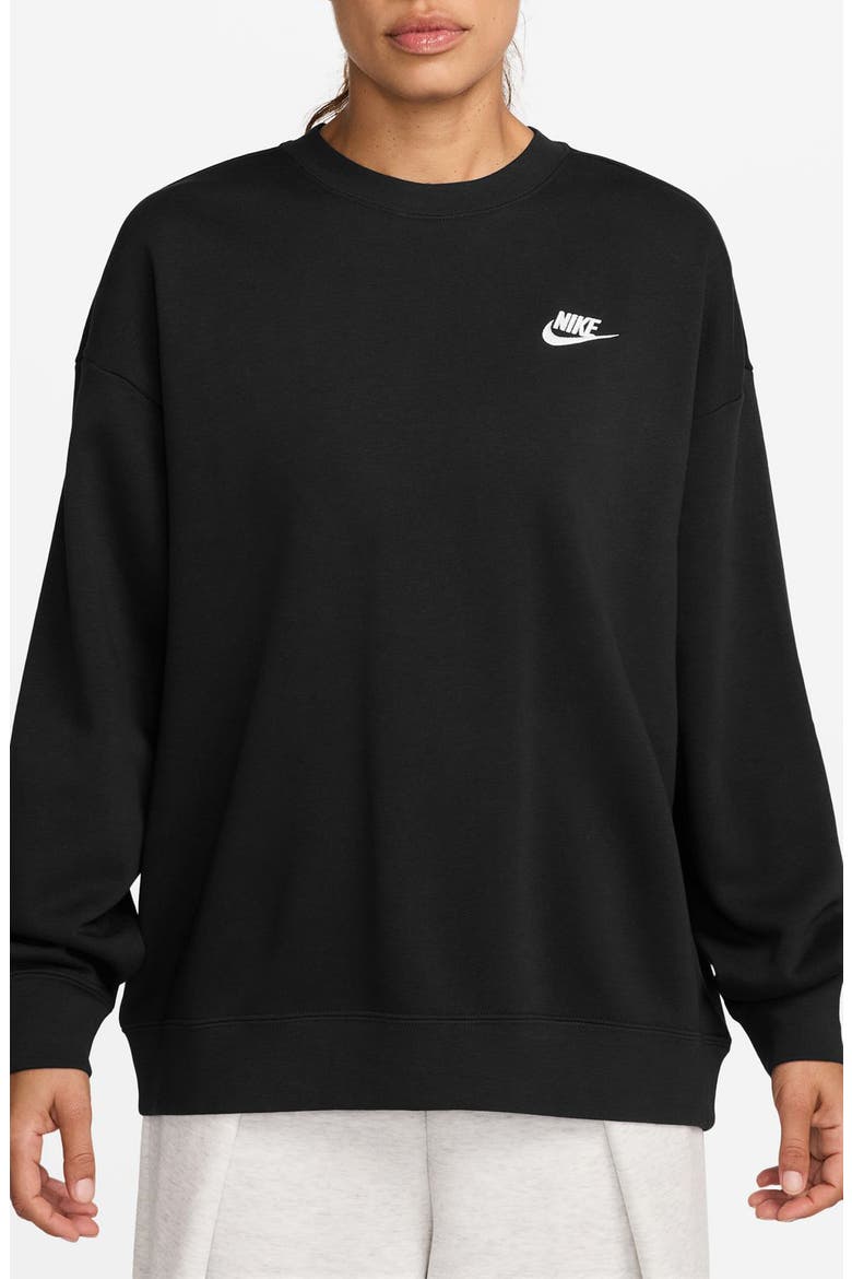 Club Fleece Loose Fit Crewneck Sweatshirt, Main, color, BLACK/ WHITE