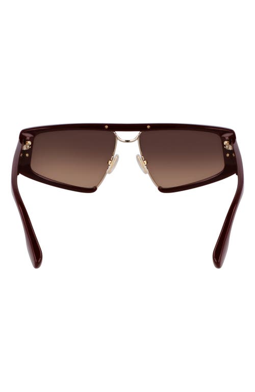 Victoria Beckham Classic Logo 57mm Gradient Modified Rectangular Sunglasses In Wine