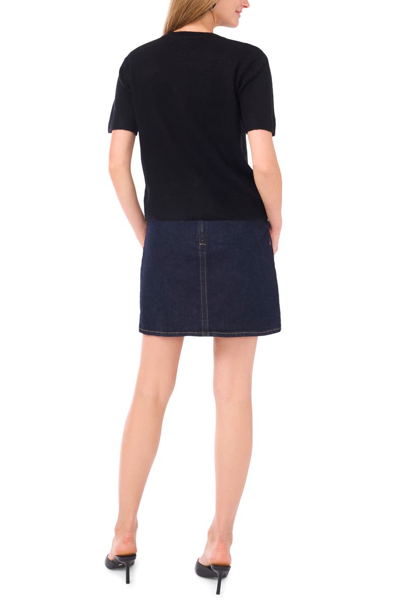 Vince Camuto Covered Button Cardigan, Alternate, color, Rich Black