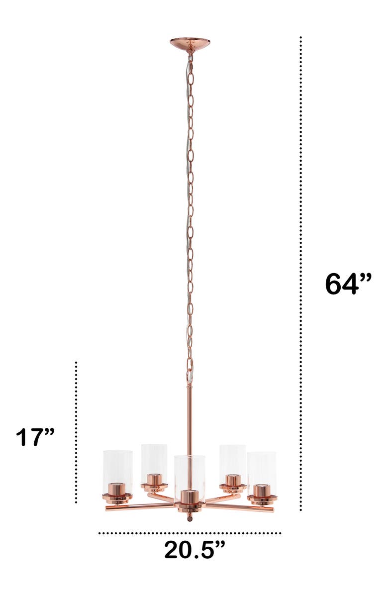 LALIA HOME Five Light Glass Shade Brushed Metal Pendant Light, Alternate, color,