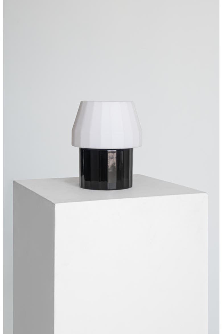 Duke 9" Modern Ceramic LED Desk Lamp with Glossy Black Base and White Shade, Bulb Included, Main, color, Classic black