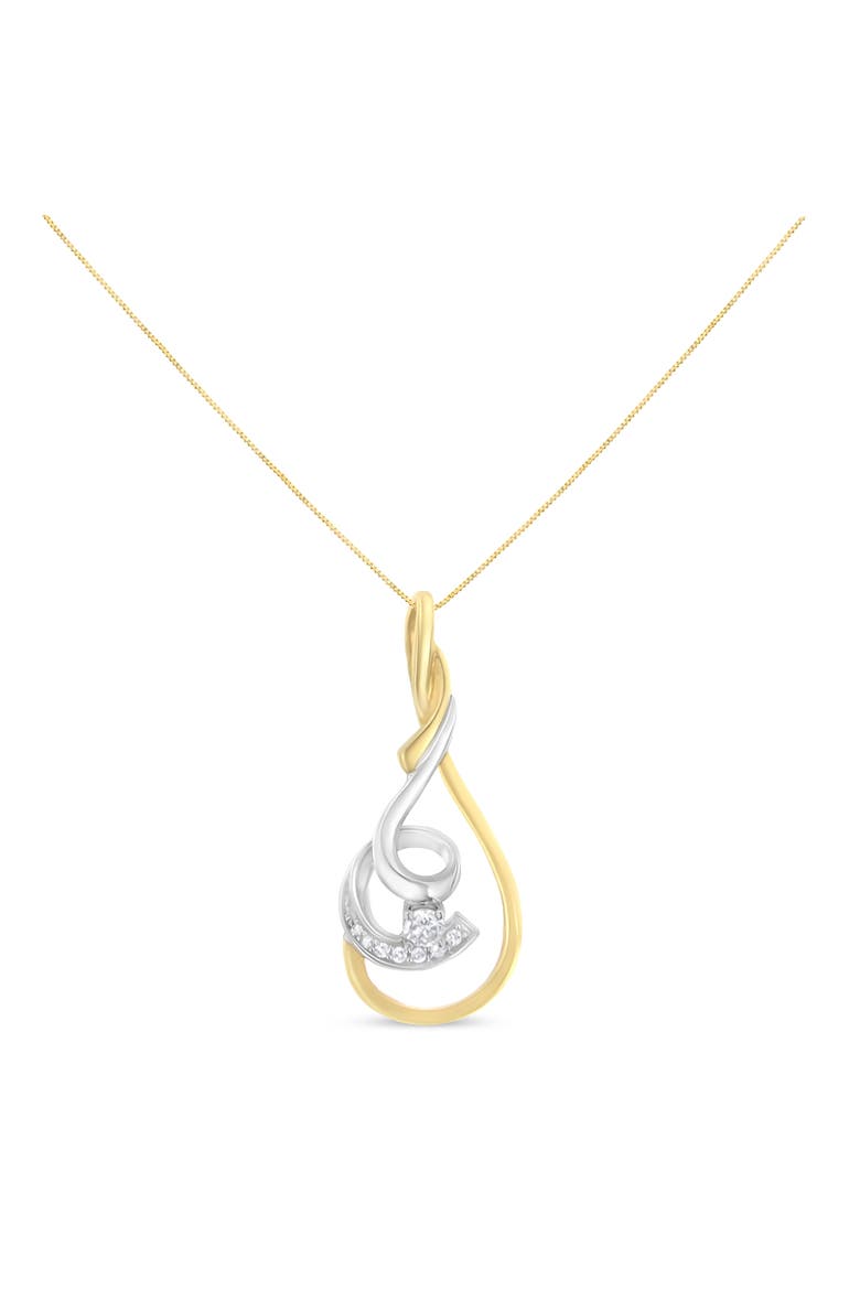10K Two-Tone Yellow & White 1/6 Cttw Diamond Layered Spiral Pendant Necklace, Alternate, color, Yellow