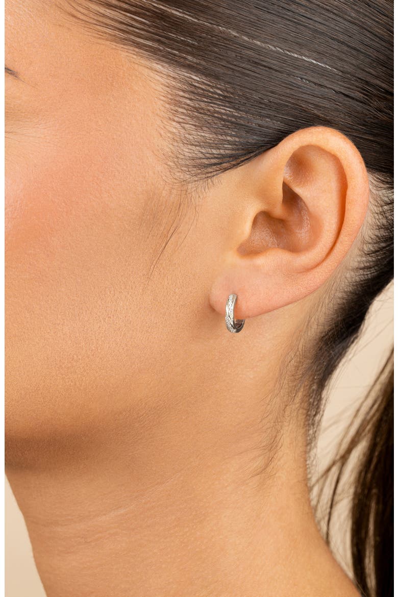 Adelise Cubic Zirconia Hoop Earrings, Alternate, color, SILVER