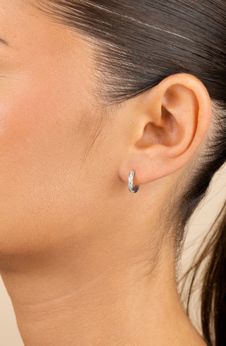 Sterling Forever Adelise Cubic Zirconia Hoop Earrings, Alternate, color, Silver