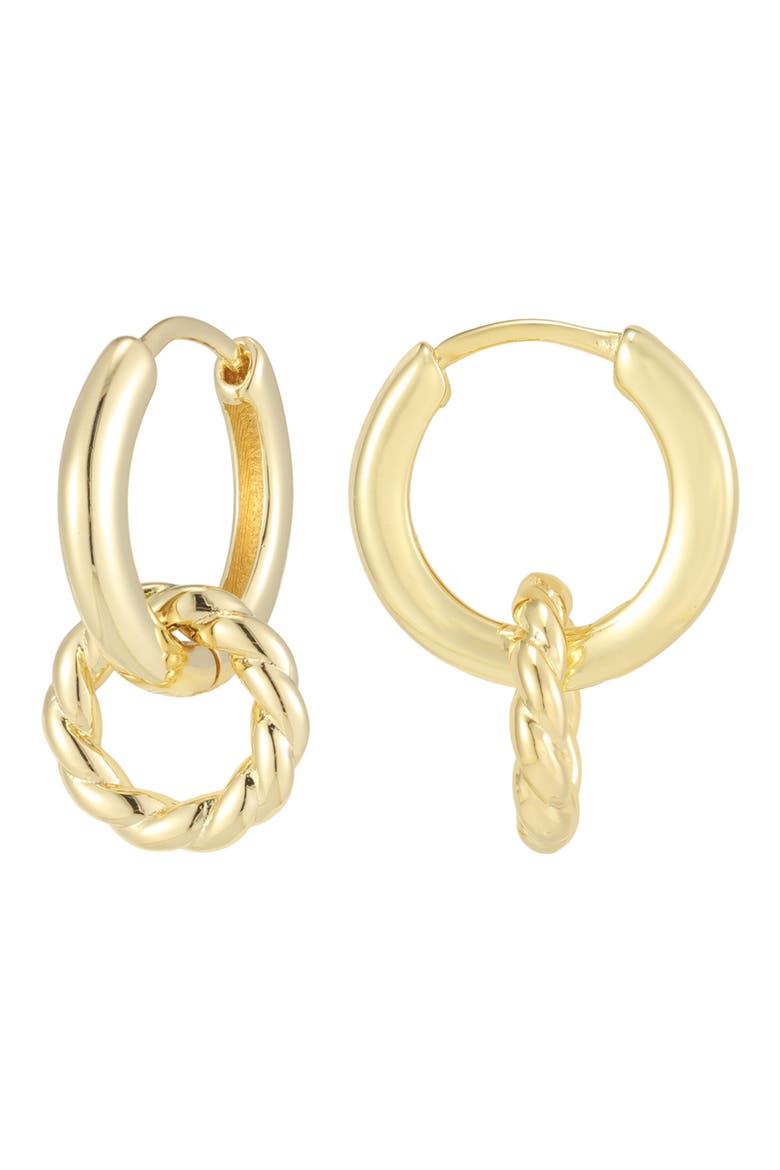 14K Gold Plated Detachable Circle Drop Huggie Hoop Earrings, Main, color, GOLD