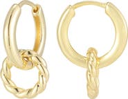 Adornia 14K Gold Plated Detachable Circle Drop Huggie Hoop Earrings
