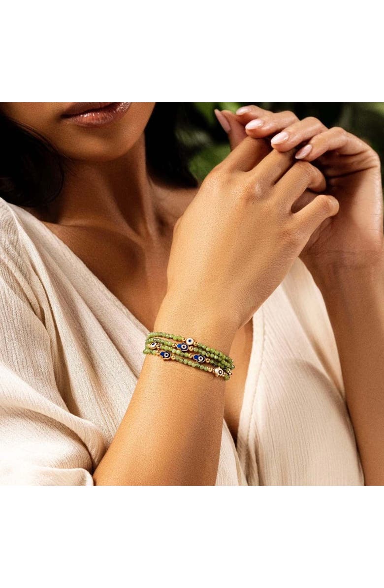 Karma and Luck Lucky Shield - Jade Enamel Evil Eye Hamsa Bracelet, Alternate, color, Green