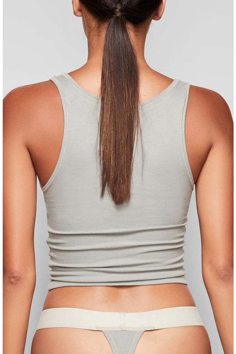Stretch Cotton Rib Tank, Alternate, color, STONE