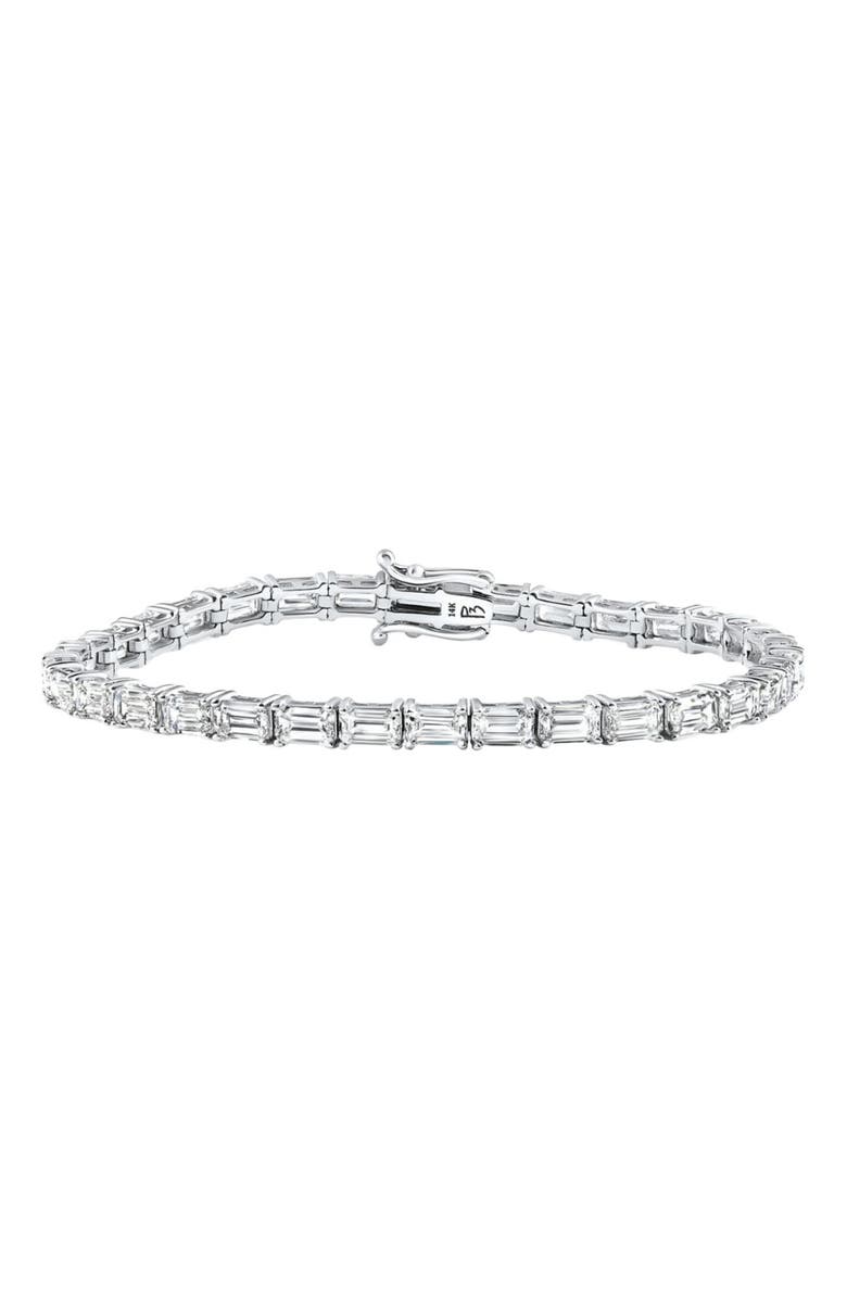 Bliss Diamond 11Ct Emerald Cut Diamond Tennis Bracelet 14k Gold 7" Lab Grown, Alternate, color, 