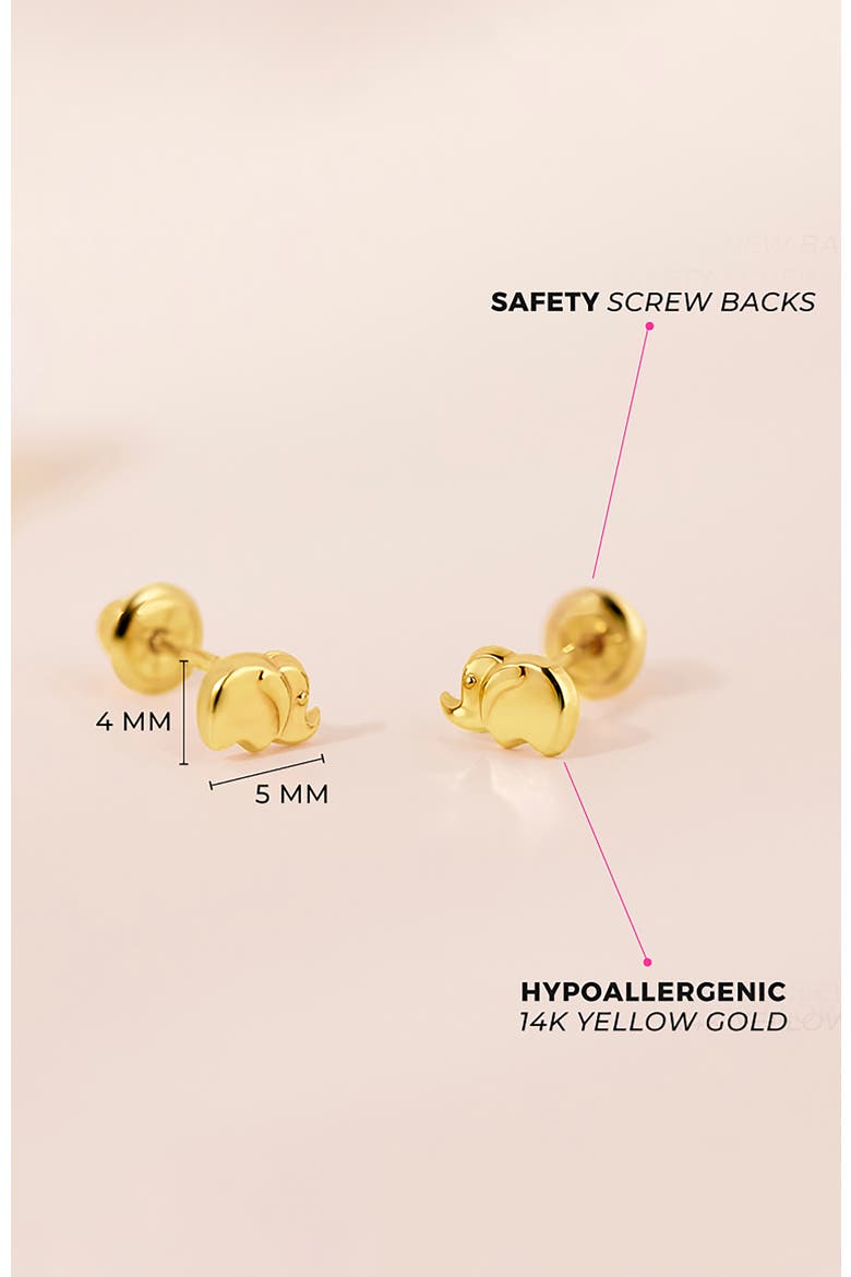 14k Playful Elephant Earrings, Alternate, color, Gold