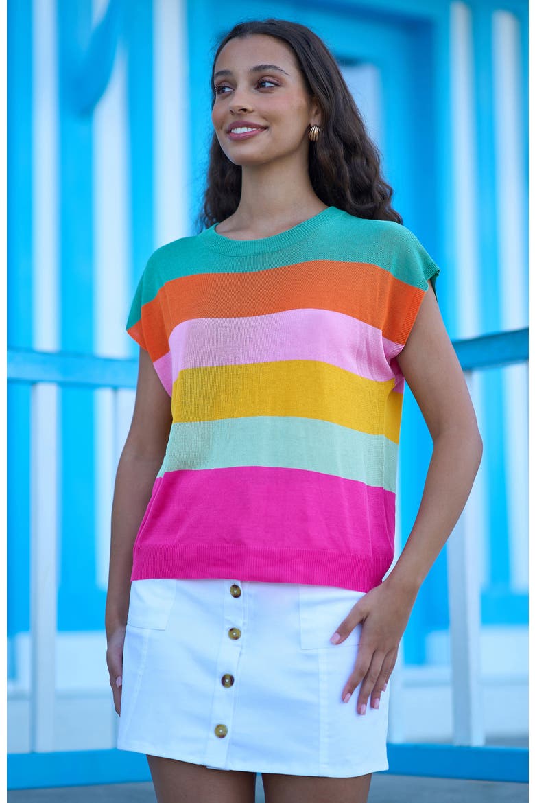 Block Stripe Relaxed Knitted Top, Alternate, color, Multi