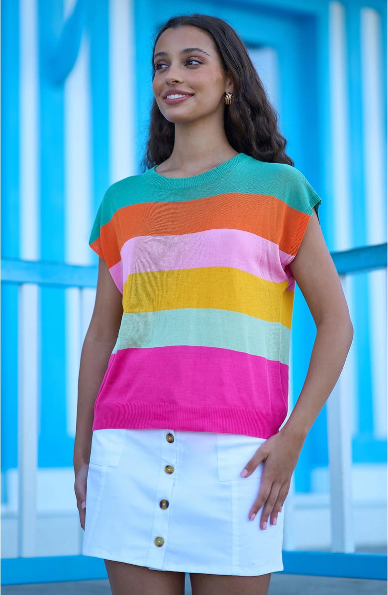 Yumi Block Stripe Relaxed Knitted Top, Alternate, color, Multi