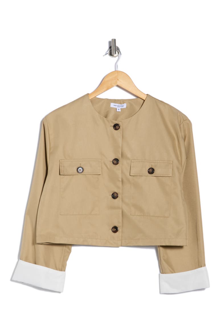 Emi Cuffed Crop Jacket, Alternate, color, TAN