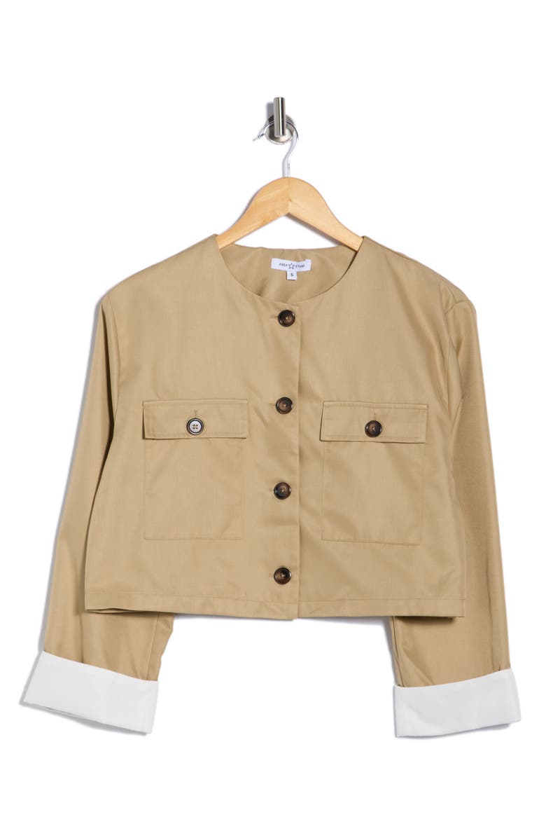 AREA STARS Emi Cuffed Crop Jacket, Alternate, color, Tan
