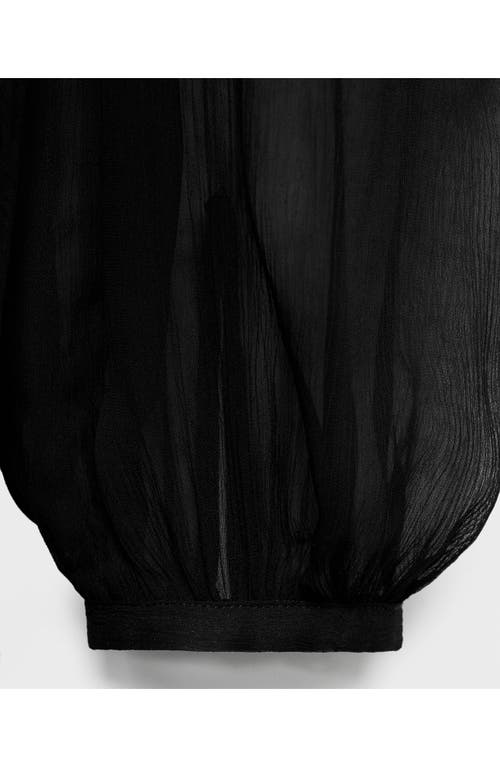 Mango Long Sleeve Chiffon Maxi Dress In Black
