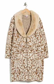 DR2 by Daniel Rainn Faux Fur Collar Sweater Coatigan