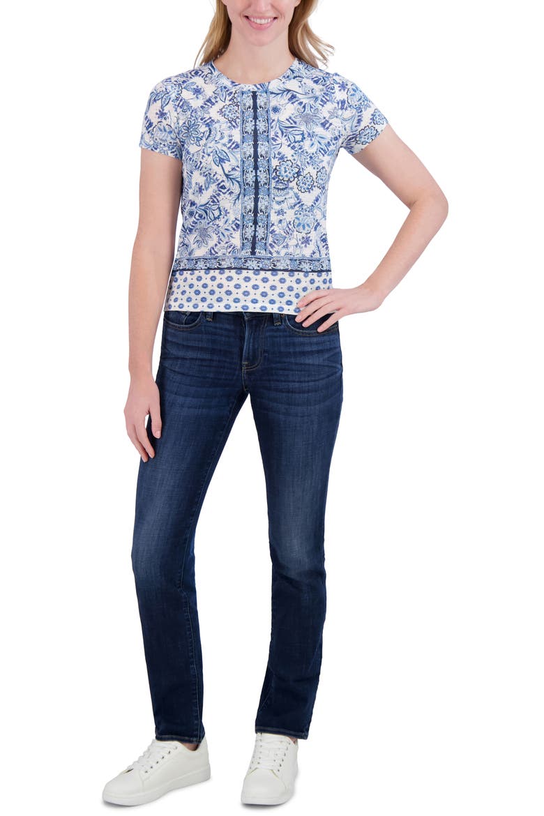 Floral Cotton & Modal T-Shirt, Alternate, color, BLUE FLORAL