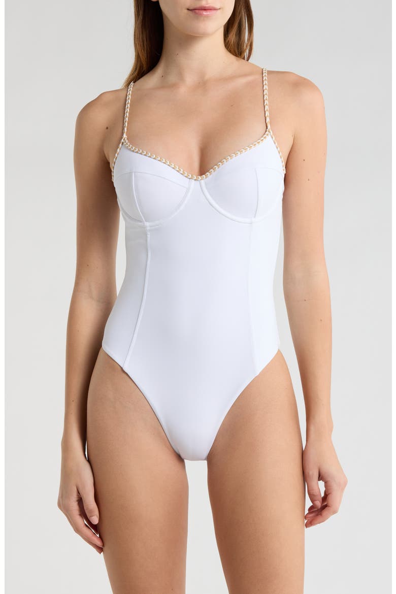 Jayda Braided One-Piece Swimsuit, Main, color, WHITE